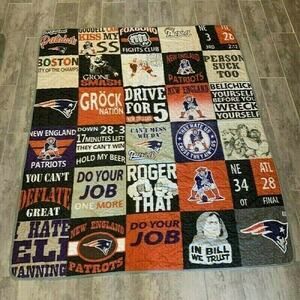 Boston New England Sports Throw Blanket Lightweight Printed Patchwork Quilt NEW